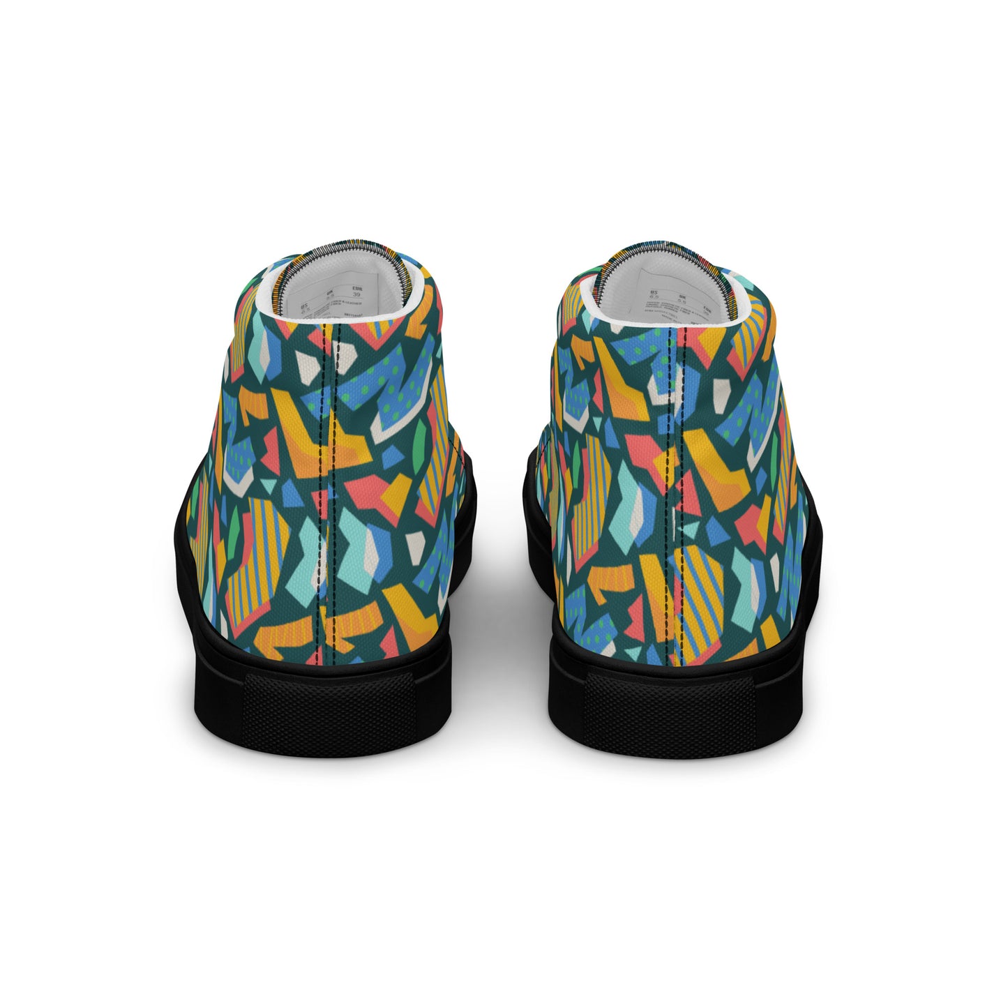 Men’s high top canvas shoes - Flat cutout collage pattern - print on demand