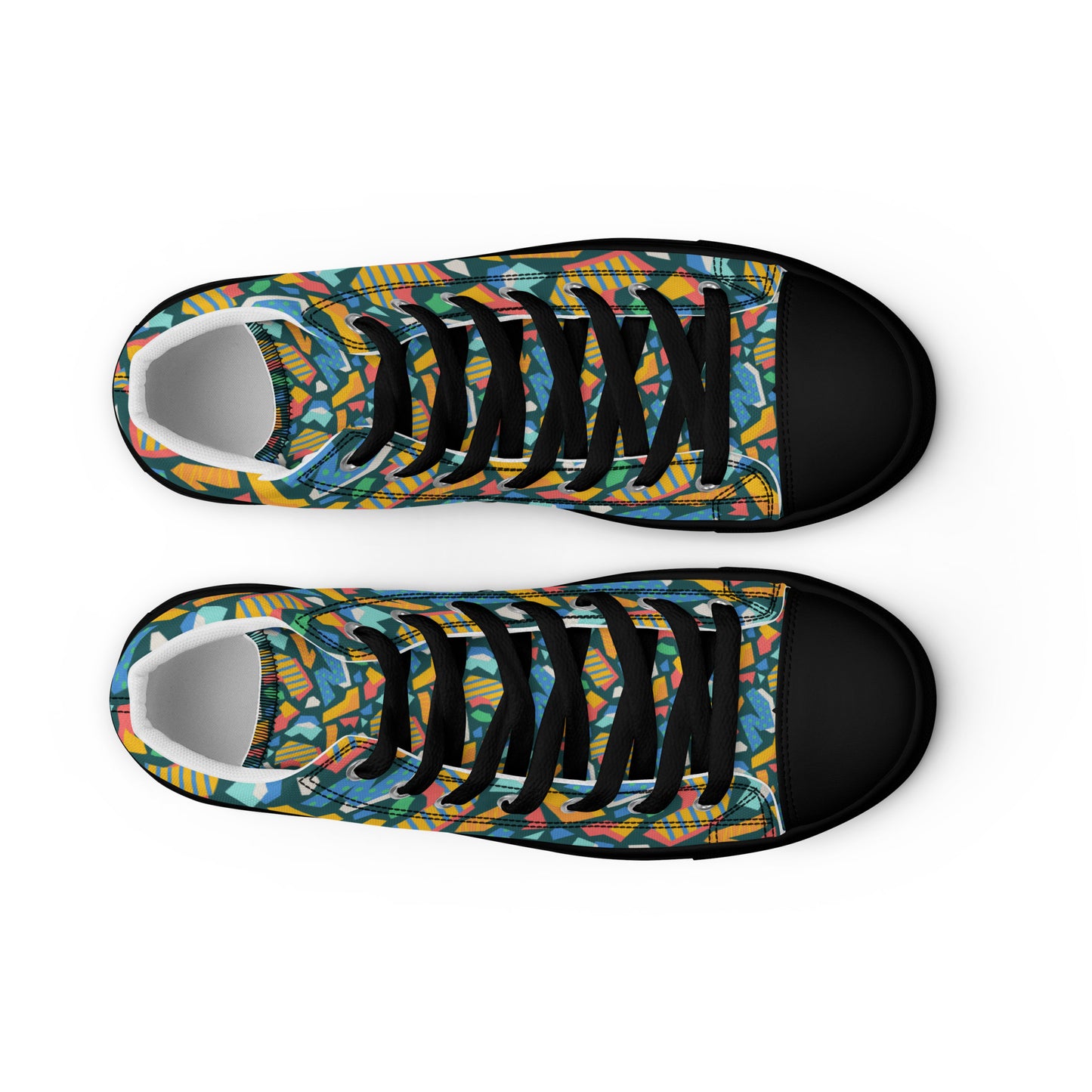 Men’s high top canvas shoes - Flat cutout collage pattern - print on demand