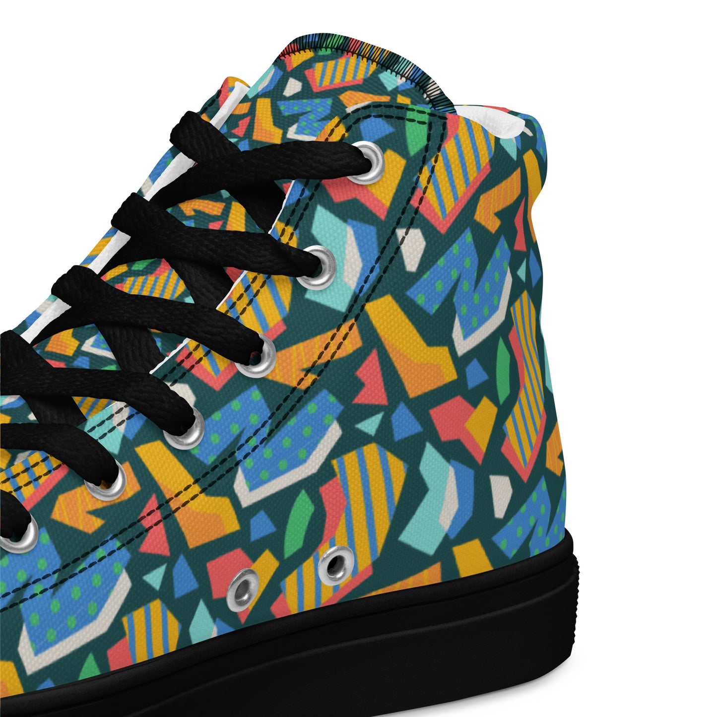 Men’s high top canvas shoes - Flat cutout collage pattern - print on demand