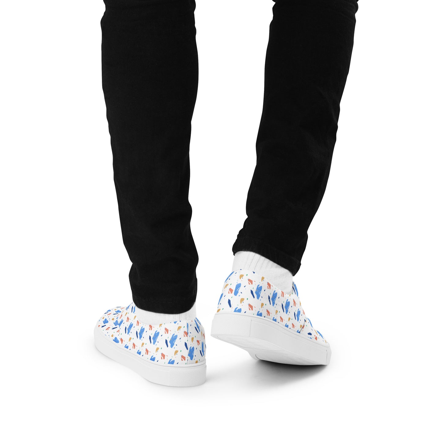Men’s lace-up canvas shoes  - Colorful terrazzo pattern design - print on demand
