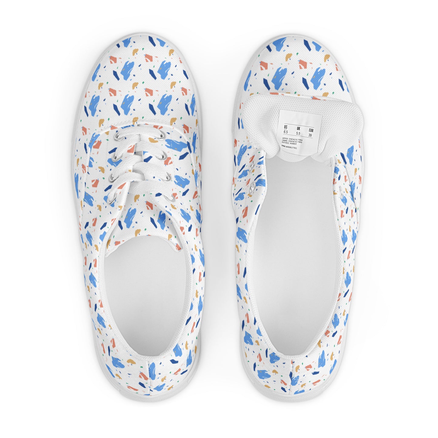 Men’s lace-up canvas shoes  - Colorful terrazzo pattern design - print on demand