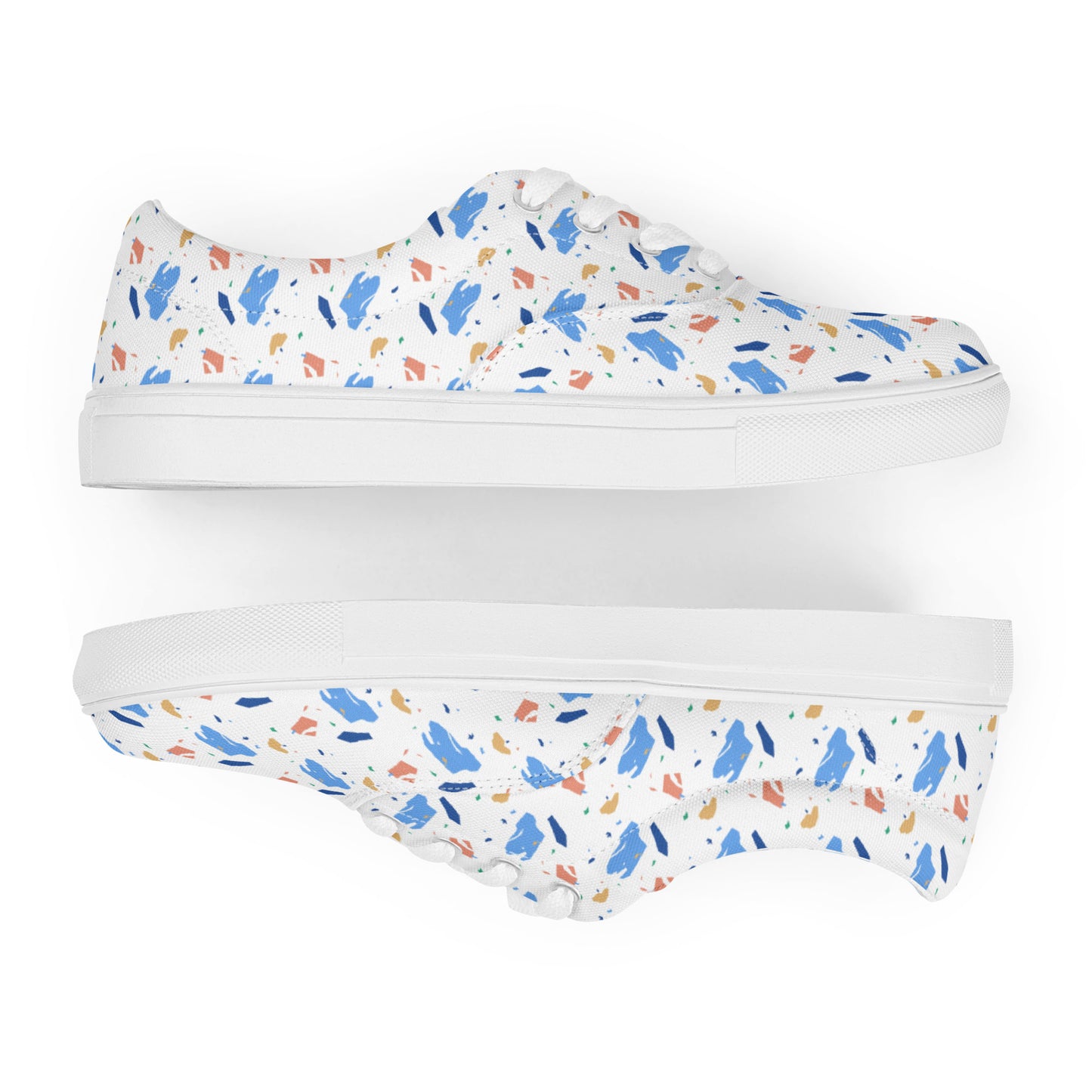 Men’s lace-up canvas shoes  - Colorful terrazzo pattern design - print on demand