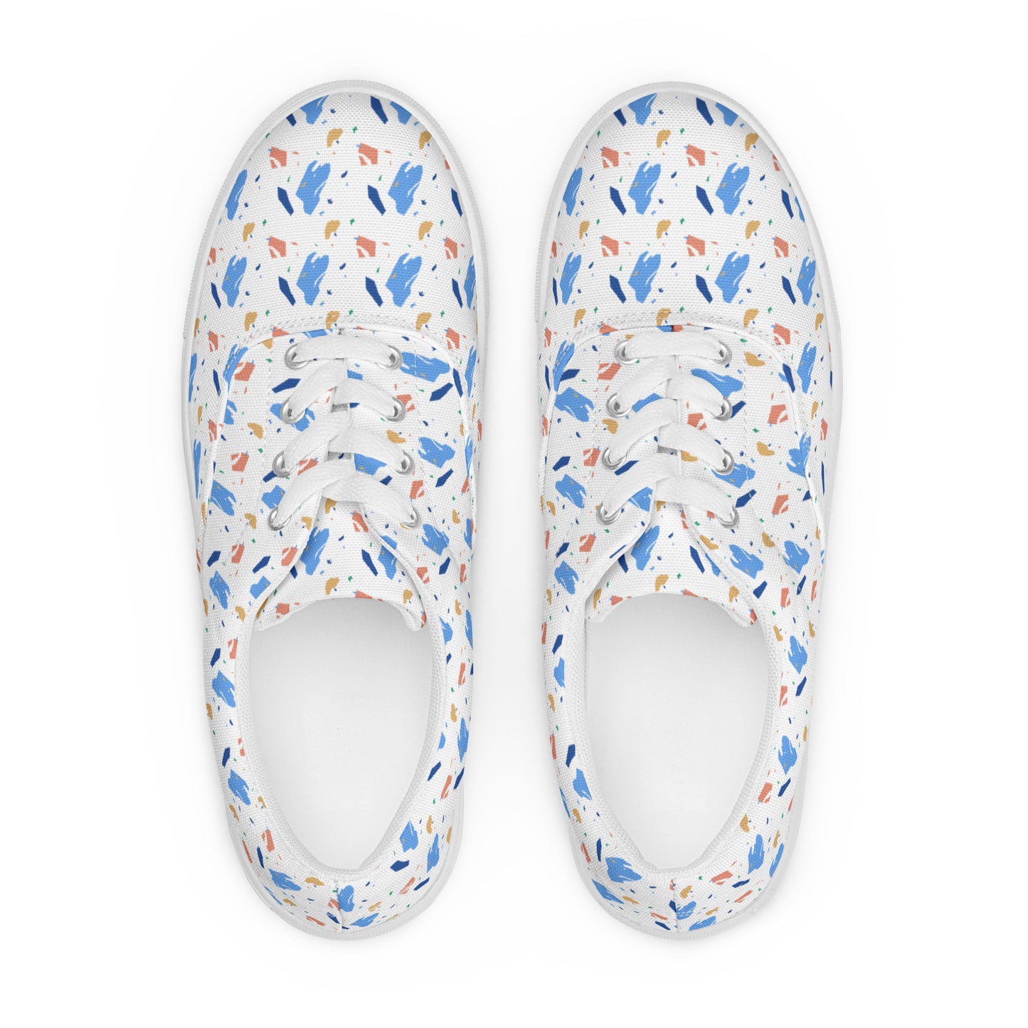 Men’s lace-up canvas shoes  - Colorful terrazzo pattern design - print on demand