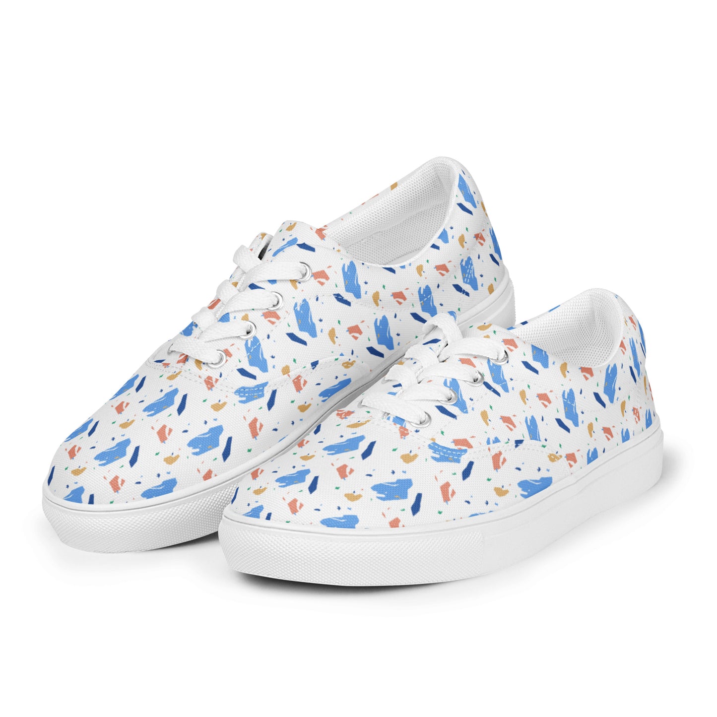 Men’s lace-up canvas shoes  - Colorful terrazzo pattern design - print on demand