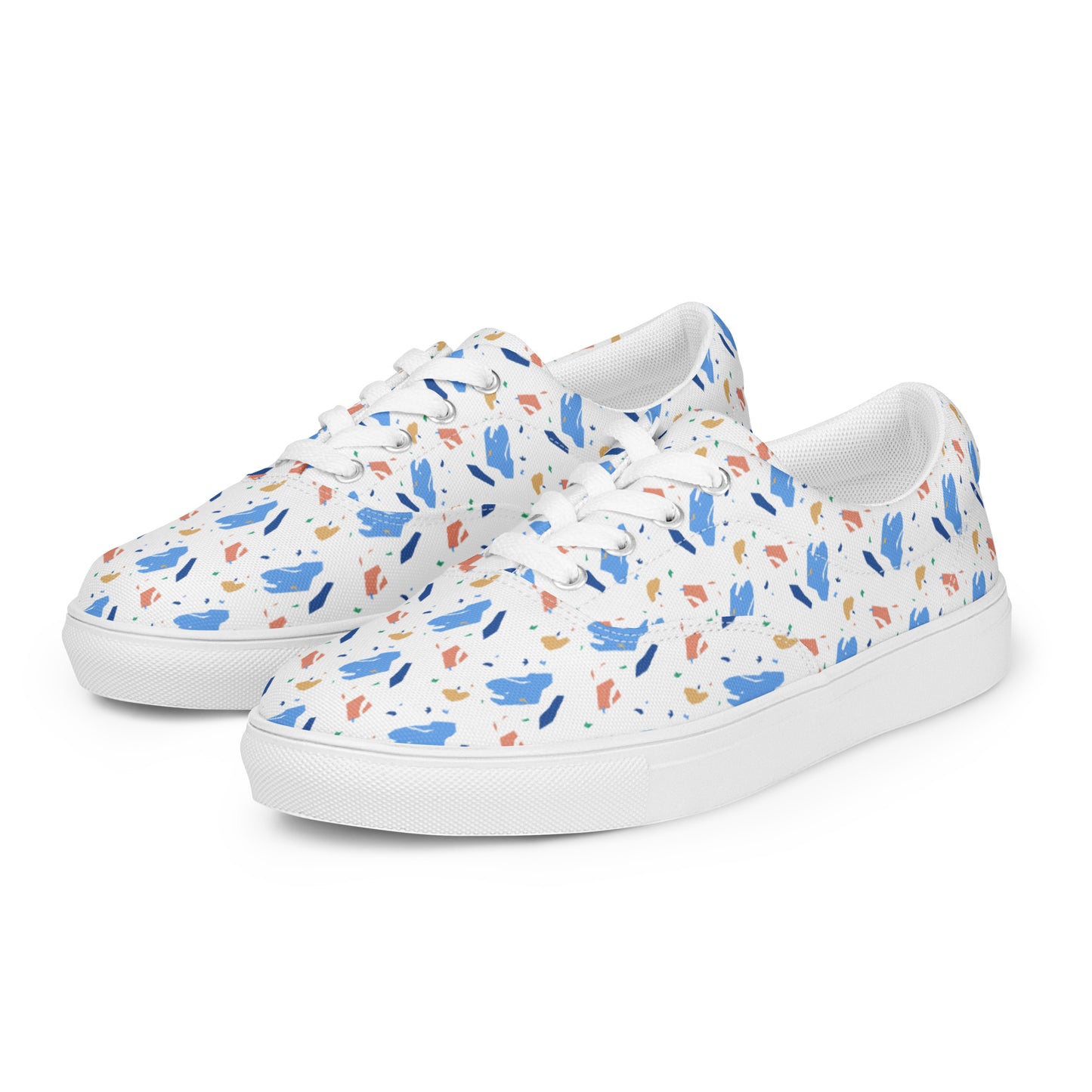 Men’s lace-up canvas shoes  - Colorful terrazzo pattern design - print on demand