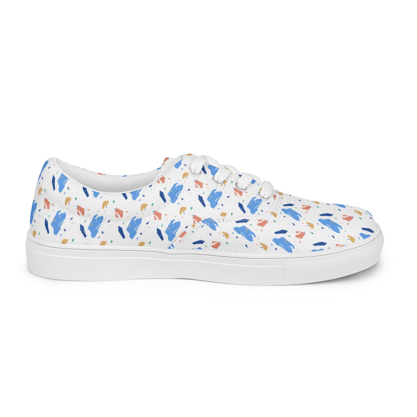 Men’s lace-up canvas shoes  - Colorful terrazzo pattern design - print on demand