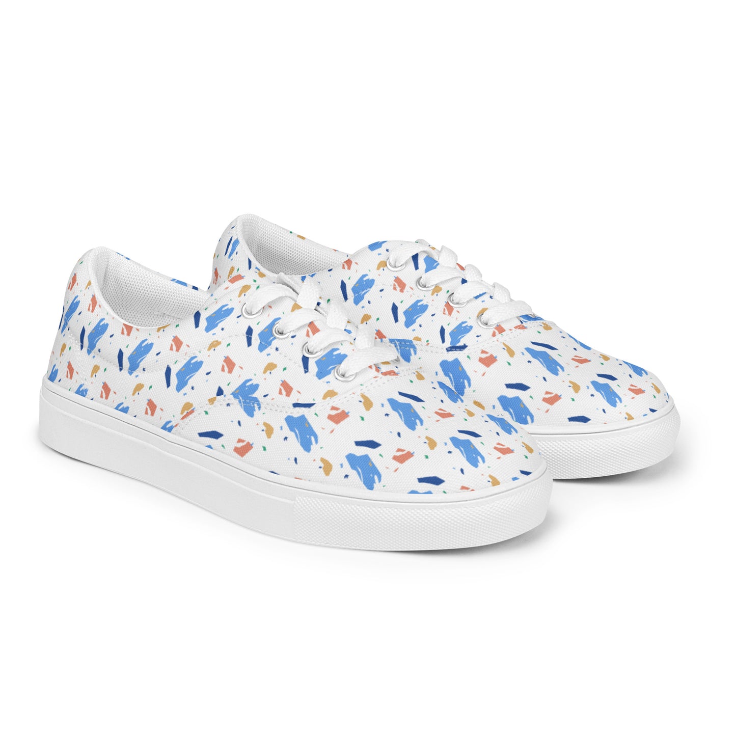 Men’s lace-up canvas shoes  - Colorful terrazzo pattern design - print on demand