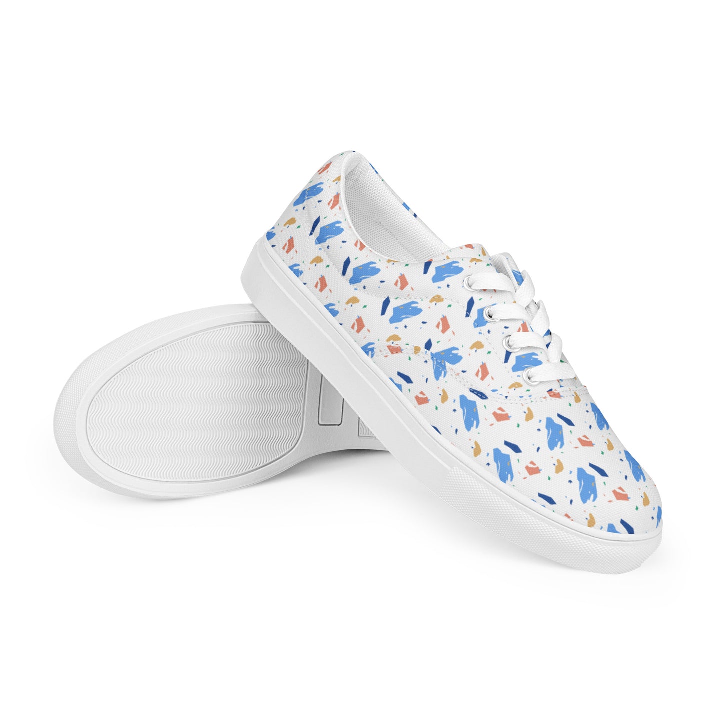 Men’s lace-up canvas shoes  - Colorful terrazzo pattern design - print on demand