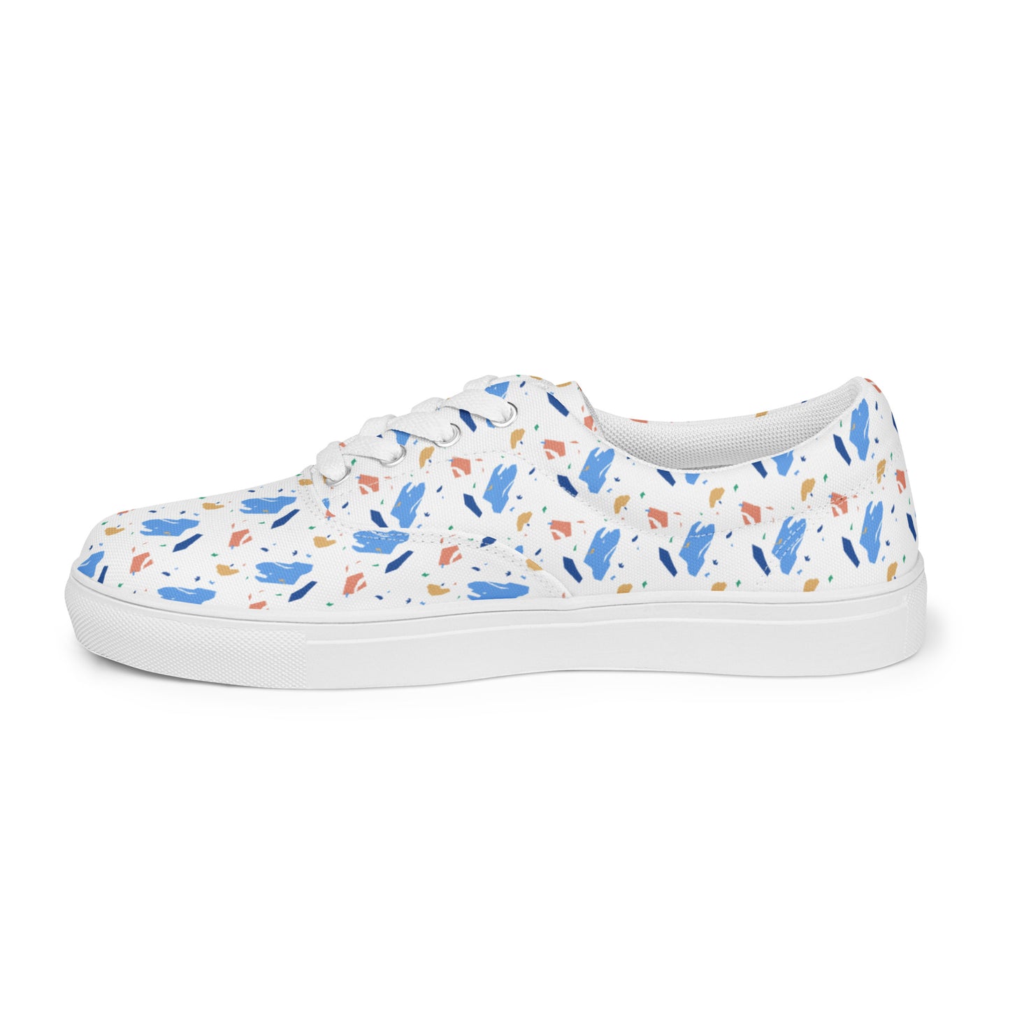 Men’s lace-up canvas shoes  - Colorful terrazzo pattern design - print on demand