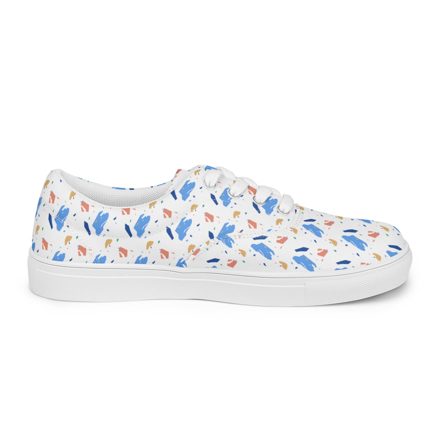 Men’s lace-up canvas shoes  - Colorful terrazzo pattern design - print on demand