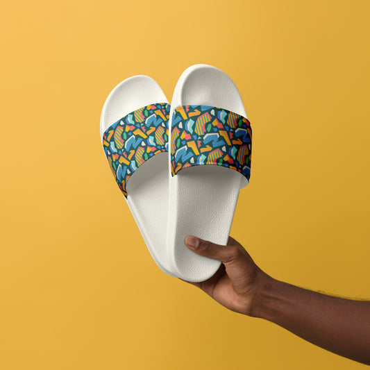 Men’s slides  - Flat cutout collage pattern - print on demand