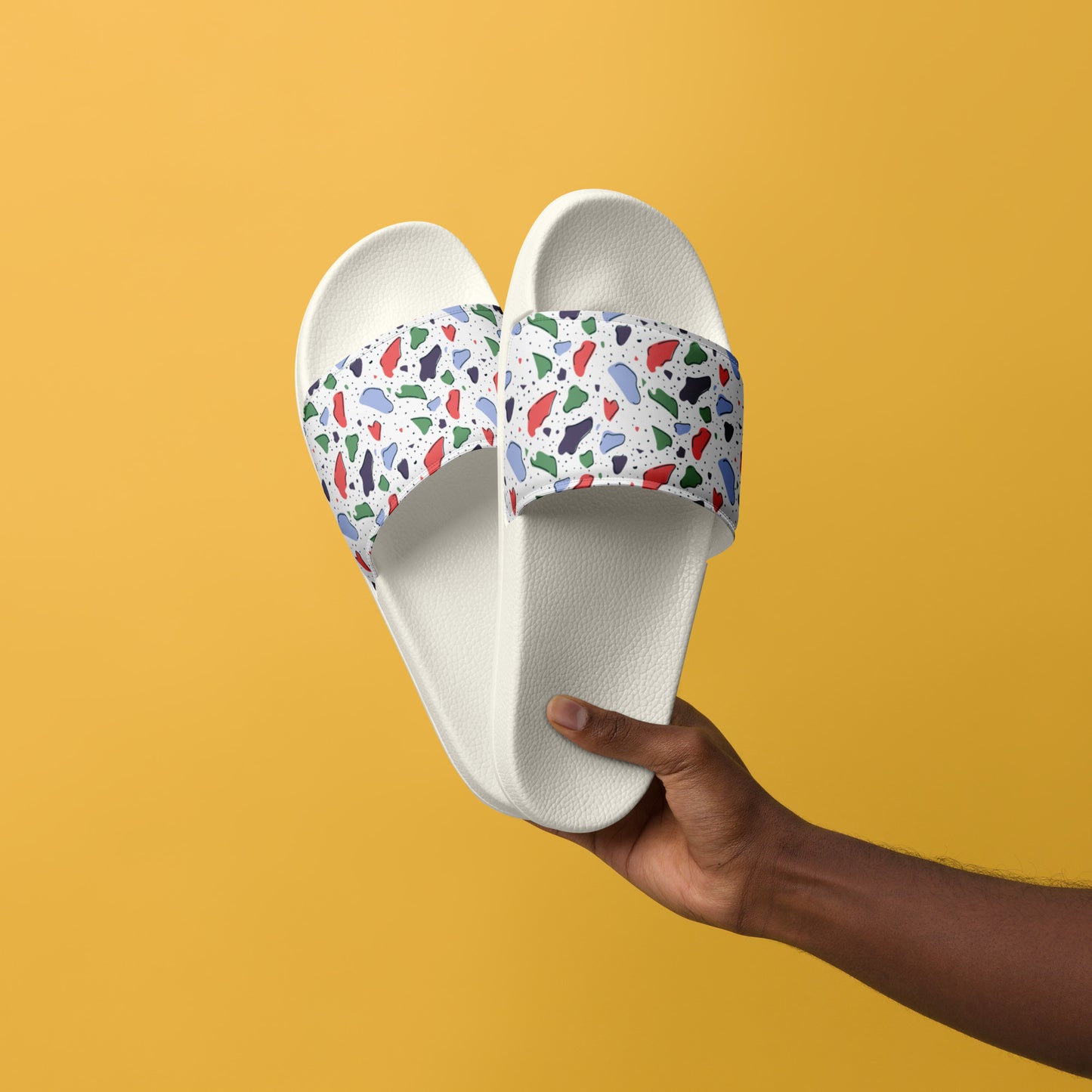 Men’s slides - Colorful terrazzo pattern design - print on demand