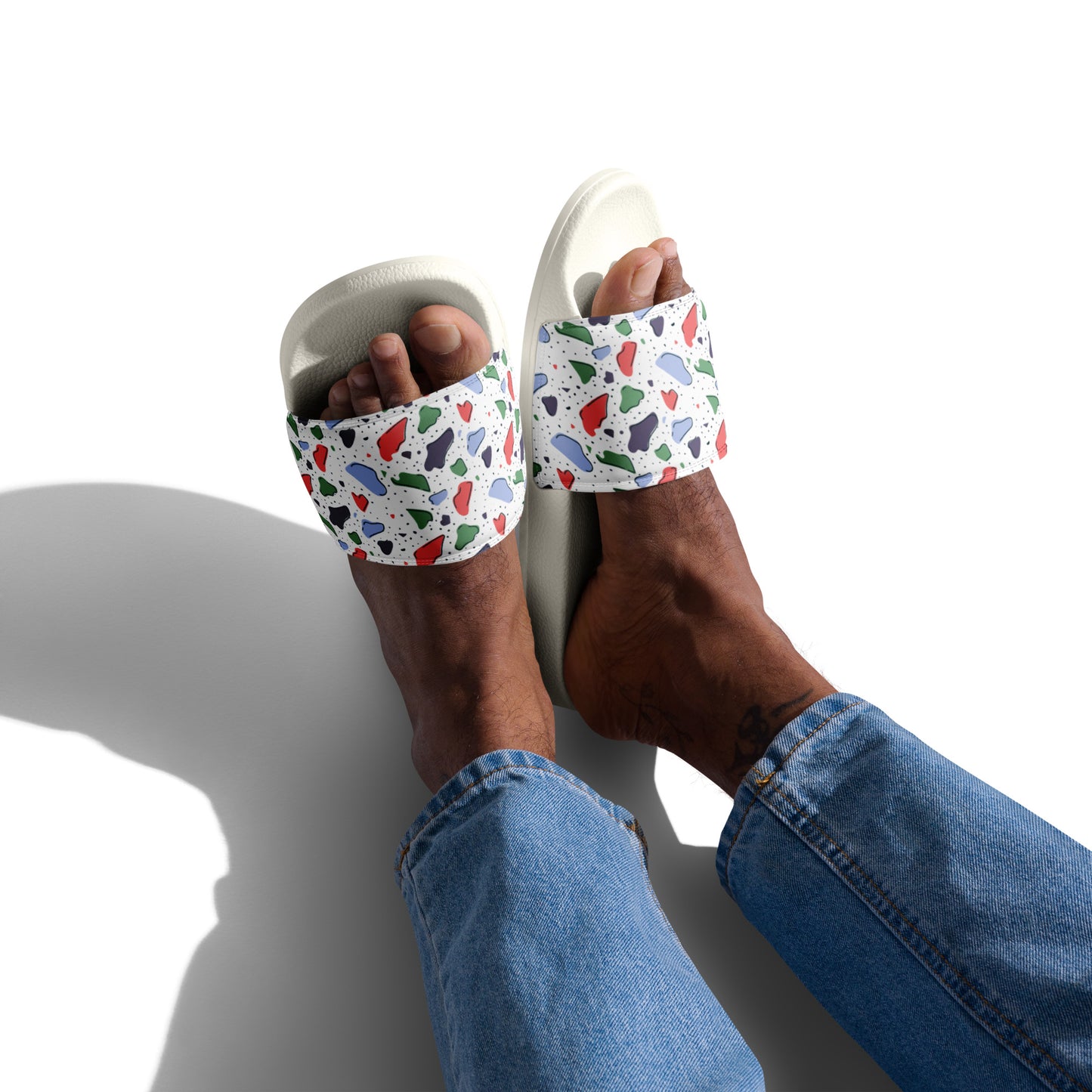 Men’s slides - Colorful terrazzo pattern design - print on demand