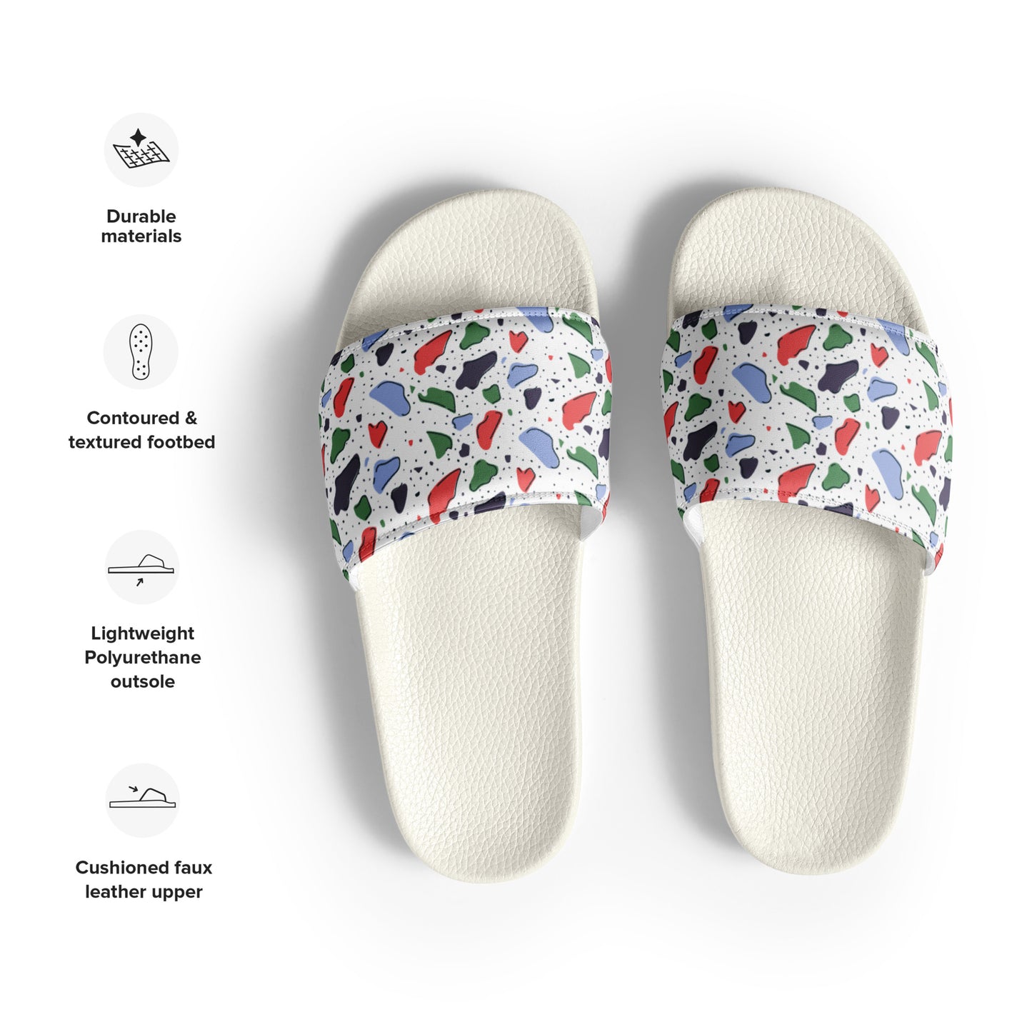 Men’s slides - Colorful terrazzo pattern design - print on demand