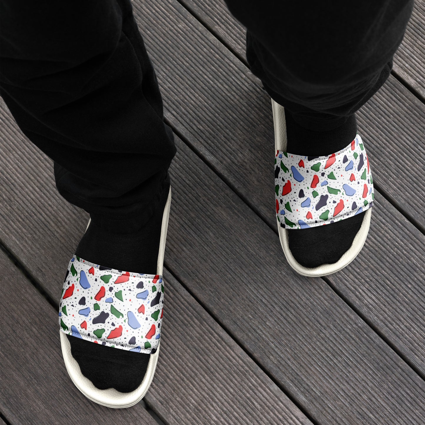 Men’s slides - Colorful terrazzo pattern design - print on demand