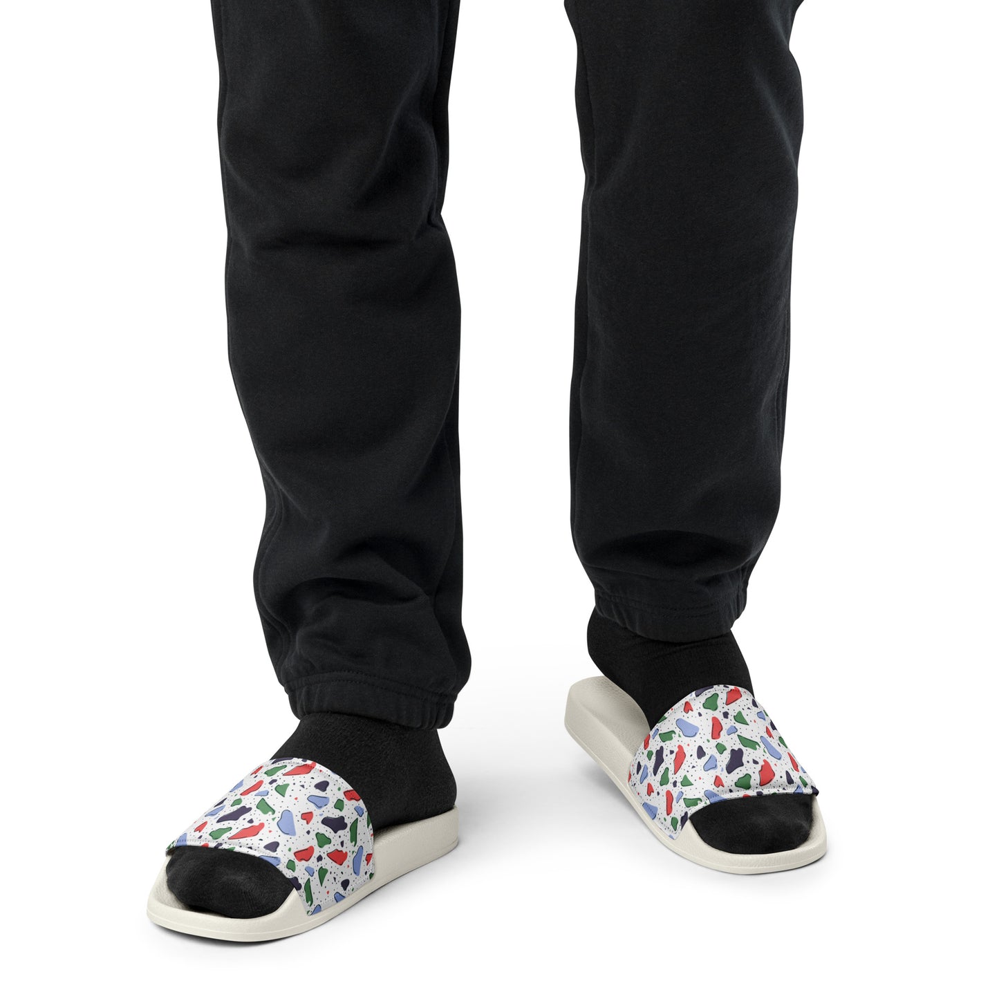 Men’s slides - Colorful terrazzo pattern design - print on demand