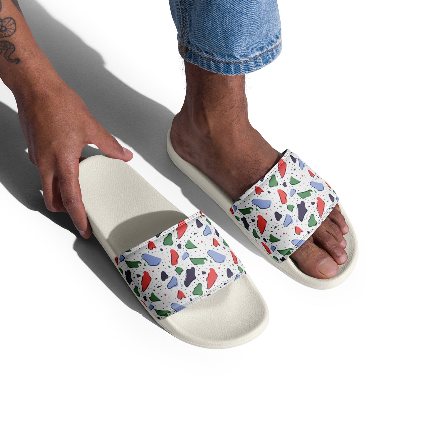 Men’s slides - Colorful terrazzo pattern design - print on demand