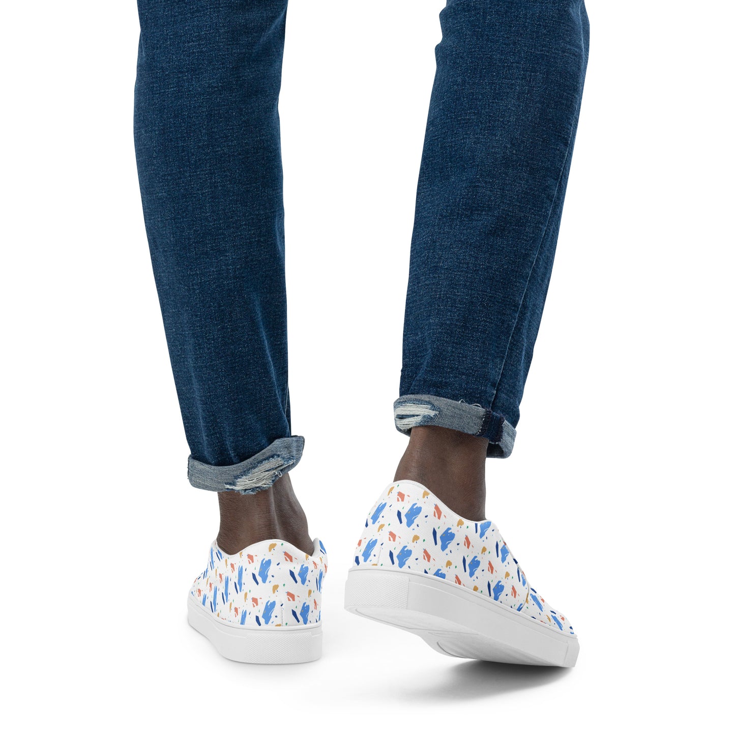 Men’s slip-on canvas shoes  - Colorful terrazzo pattern design - print on demand