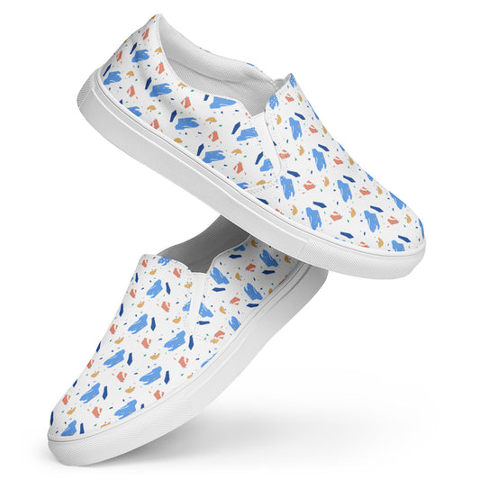 Men’s slip-on canvas shoes  - Colorful terrazzo pattern design - print on demand