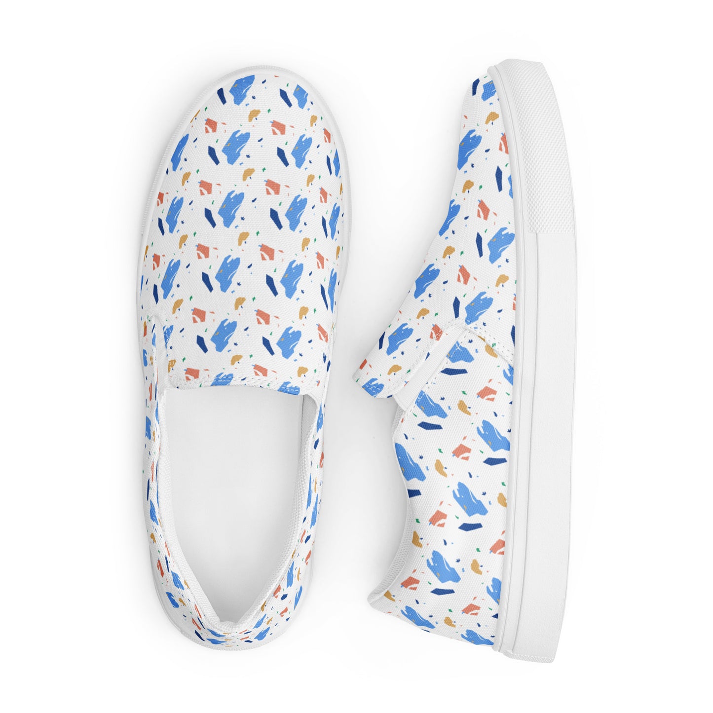 Men’s slip-on canvas shoes  - Colorful terrazzo pattern design - print on demand