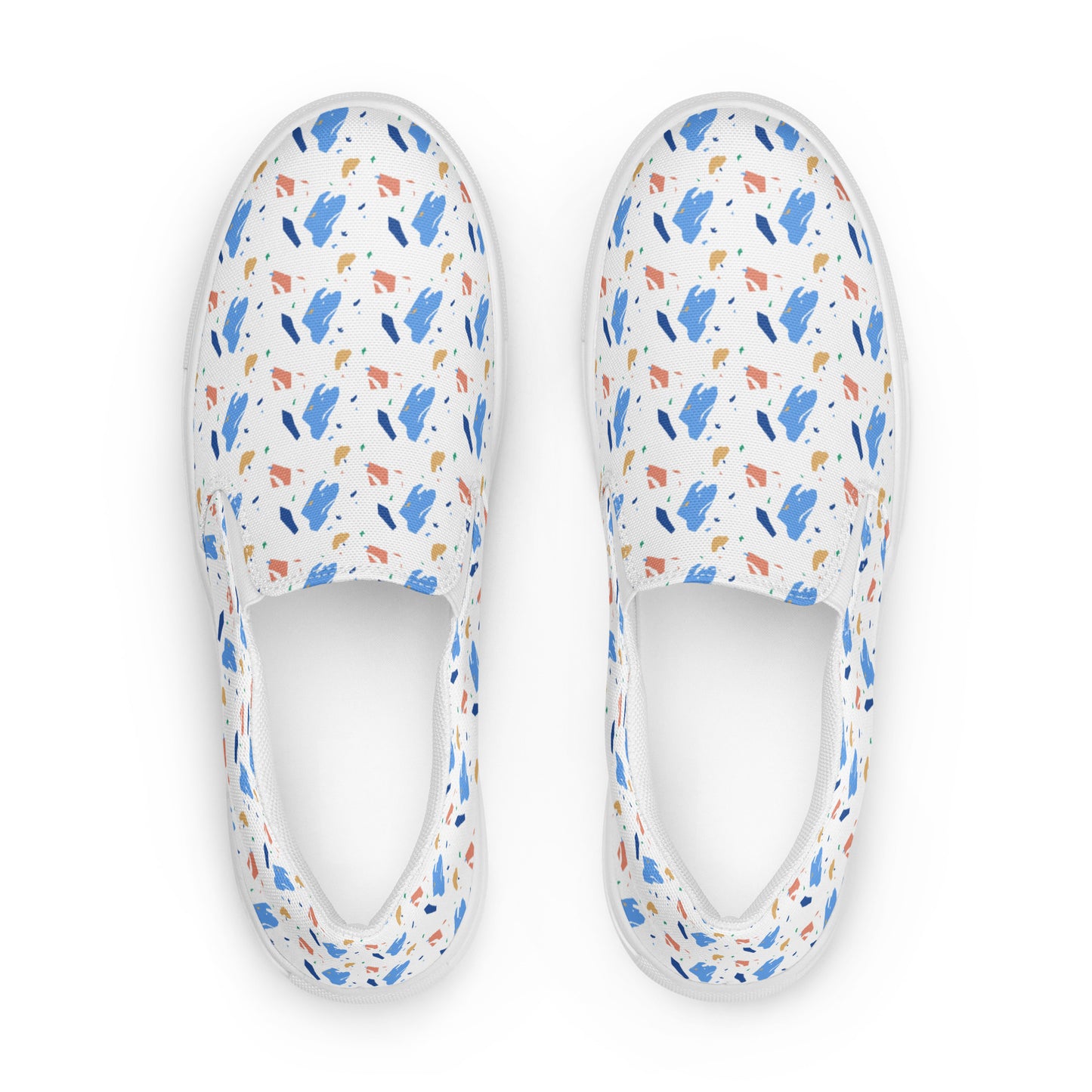 Men’s slip-on canvas shoes  - Colorful terrazzo pattern design - print on demand