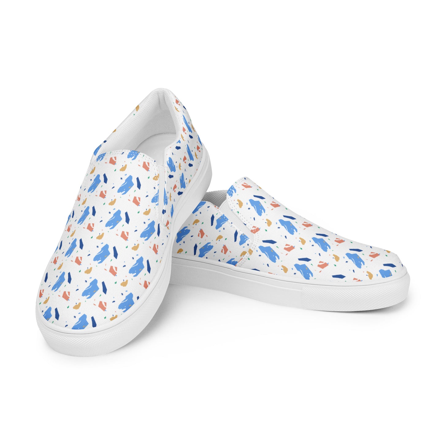 Men’s slip-on canvas shoes  - Colorful terrazzo pattern design - print on demand