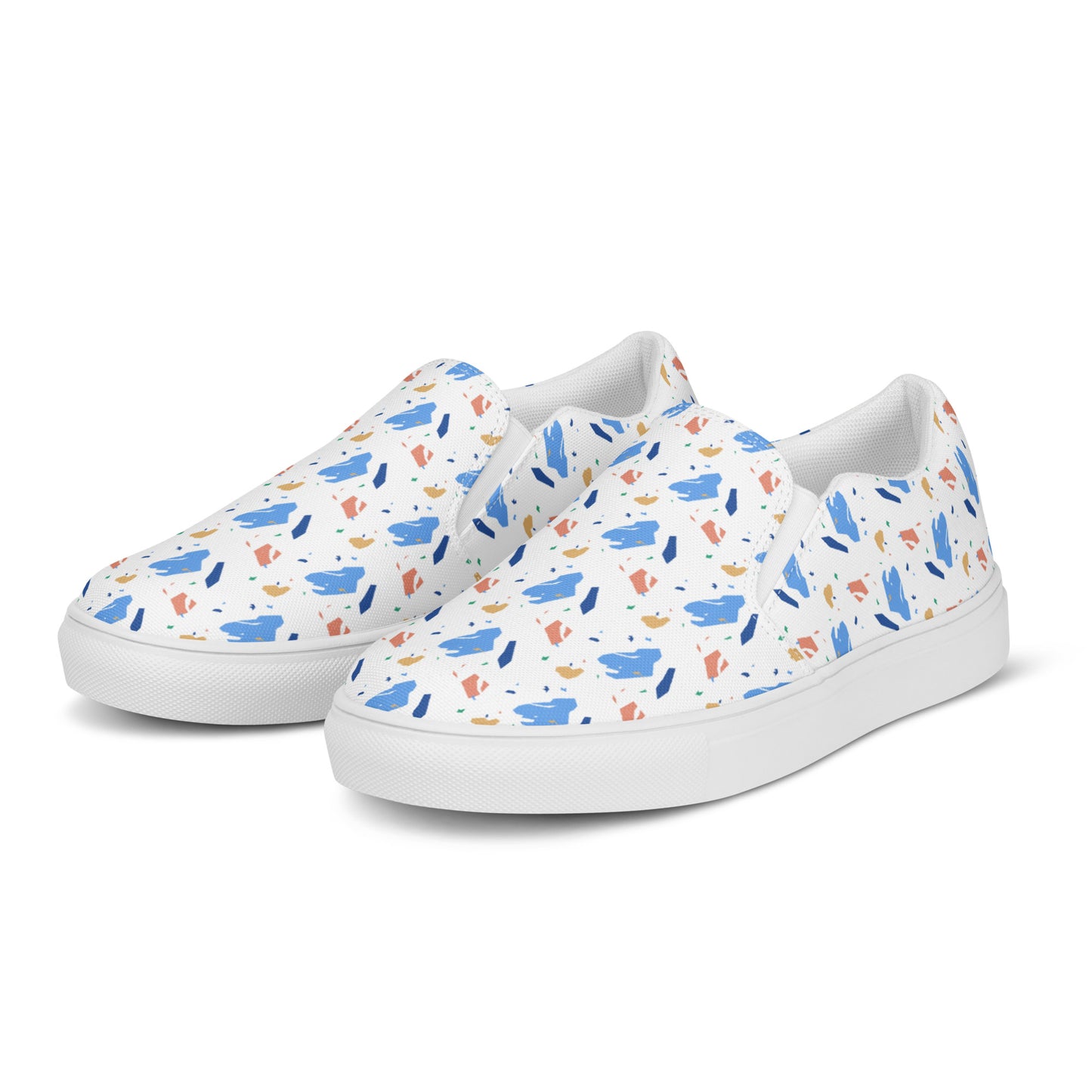 Men’s slip-on canvas shoes  - Colorful terrazzo pattern design - print on demand
