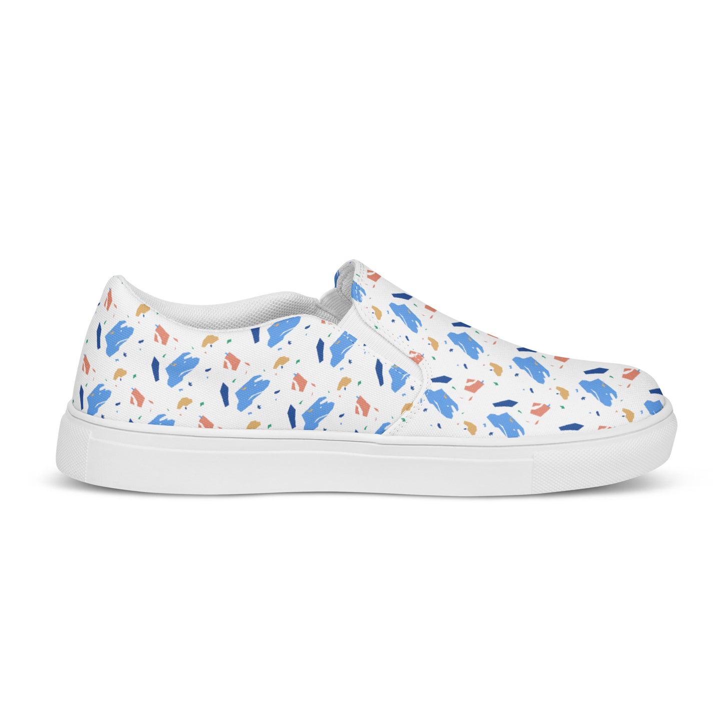 Men’s slip-on canvas shoes  - Colorful terrazzo pattern design - print on demand