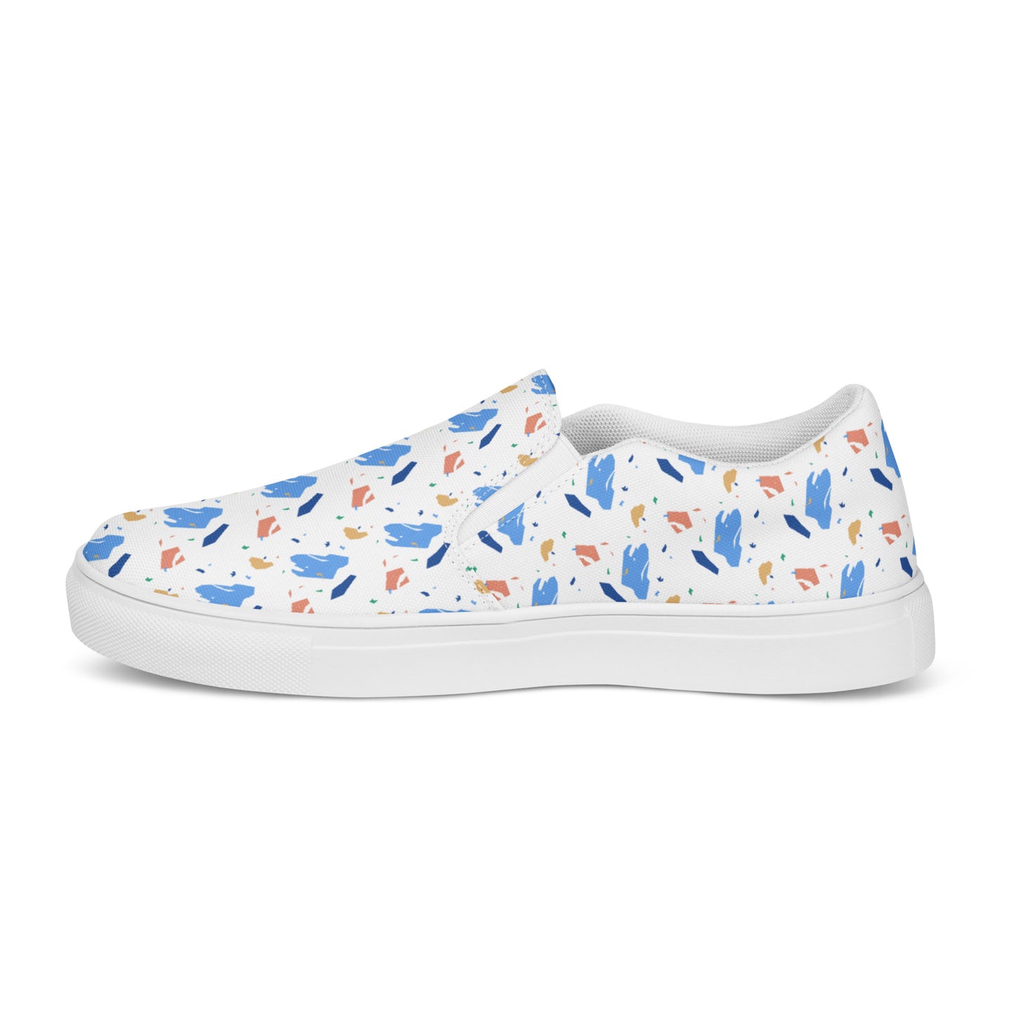 Men’s slip-on canvas shoes  - Colorful terrazzo pattern design - print on demand