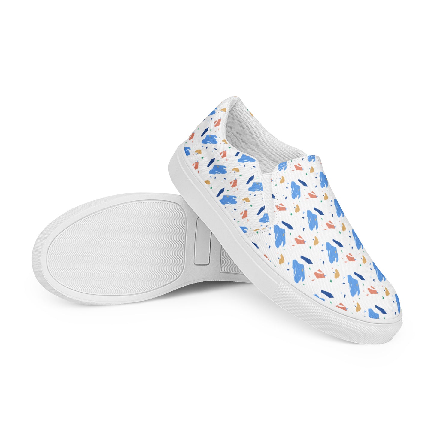 Men’s slip-on canvas shoes  - Colorful terrazzo pattern design - print on demand