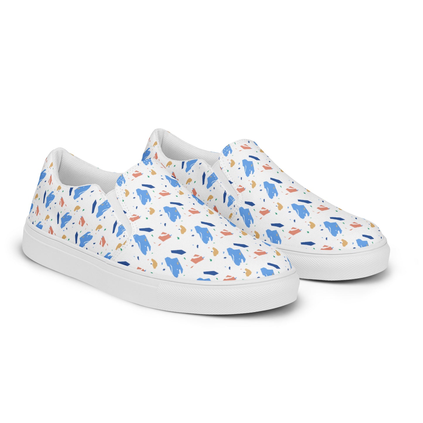 Men’s slip-on canvas shoes  - Colorful terrazzo pattern design - print on demand