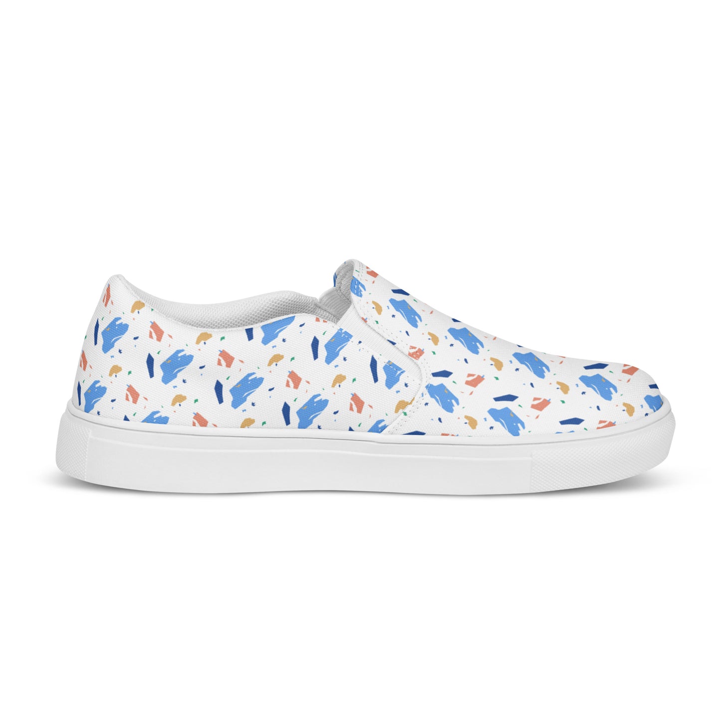 Men’s slip-on canvas shoes  - Colorful terrazzo pattern design - print on demand