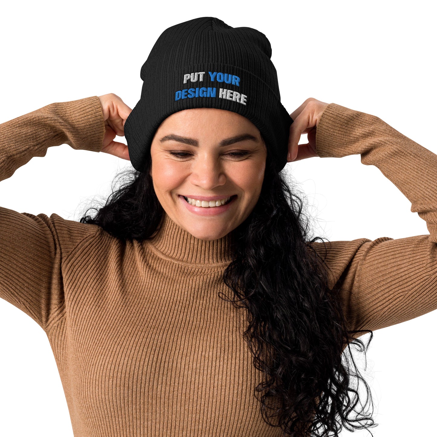 Organic Ribbed Beanie | Atlantis - print your design here | standard color - 3D Puff