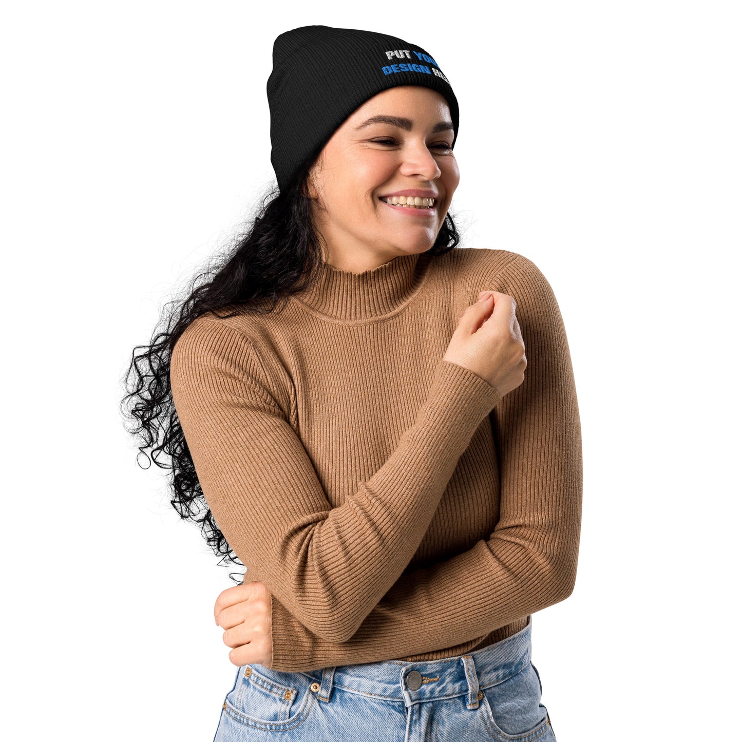Organic Ribbed Beanie | Atlantis - print your design here | standard color - 3D Puff