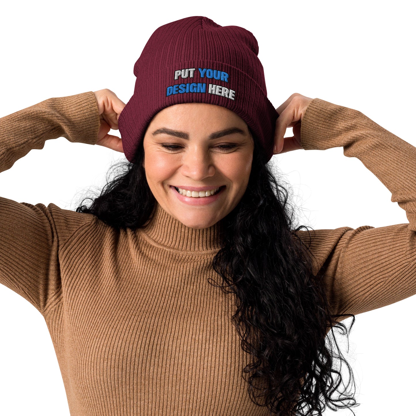 Organic Ribbed Beanie | Atlantis - print your design here | standard color - 3D Puff