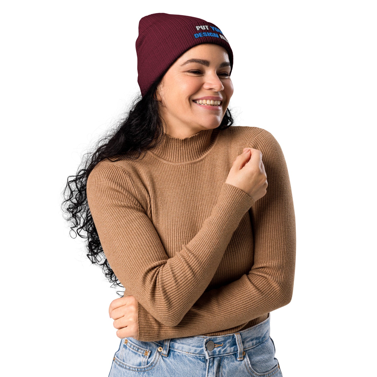 Organic Ribbed Beanie | Atlantis - print your design here | standard color - 3D Puff