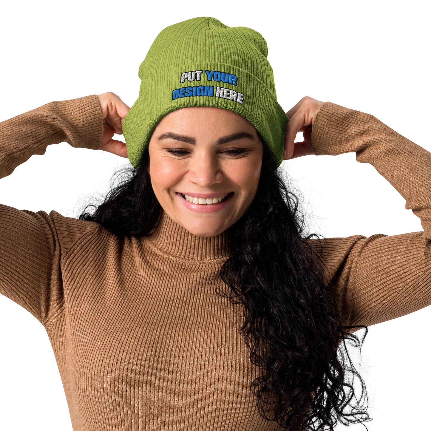 Organic Ribbed Beanie | Atlantis - print your design here | standard color - 3D Puff