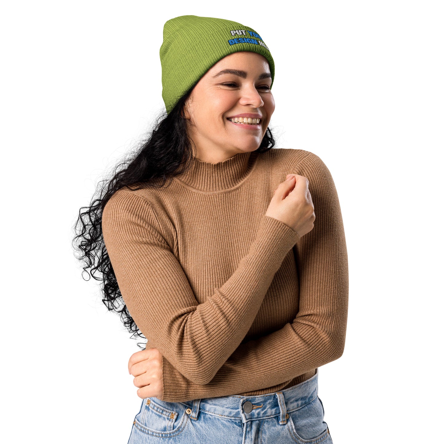 Organic Ribbed Beanie | Atlantis - print your design here | standard color - 3D Puff