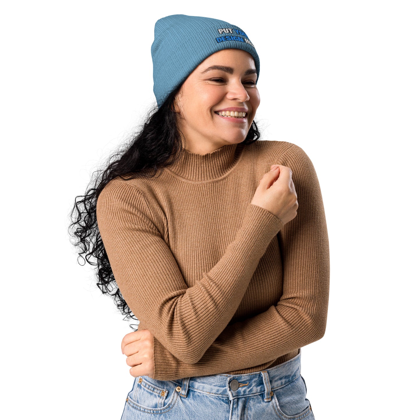 Organic Ribbed Beanie | Atlantis - print your design here | standard color - 3D Puff
