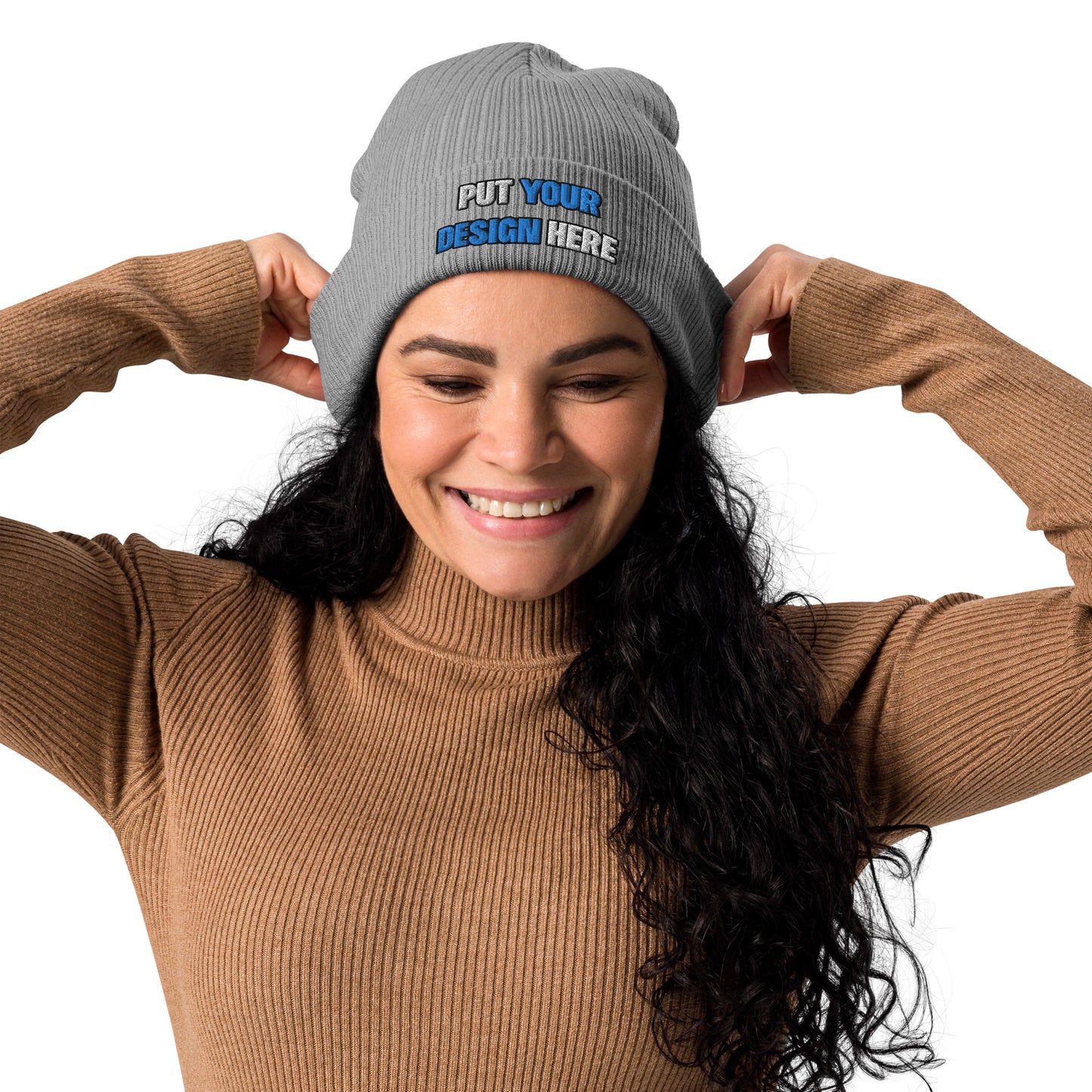 Organic Ribbed Beanie | Atlantis - print your design here | standard color - 3D Puff