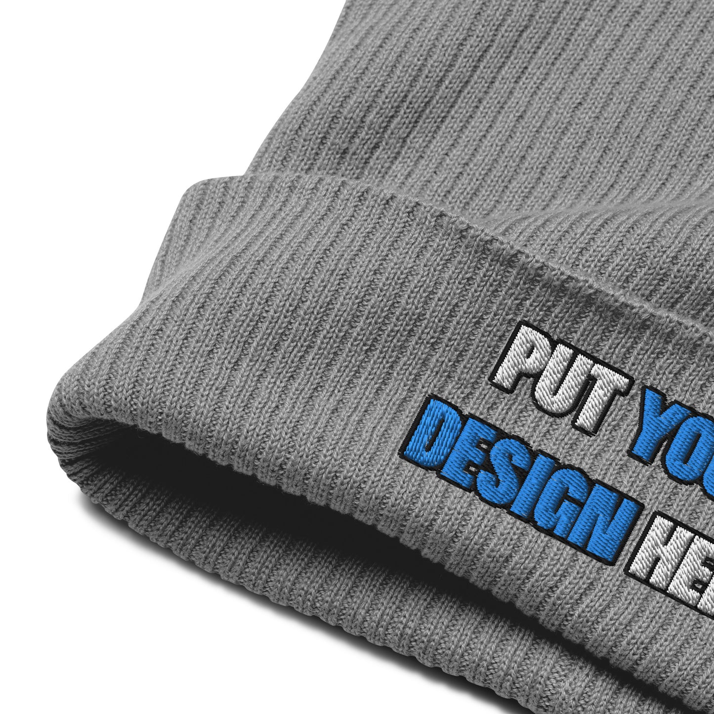 Organic Ribbed Beanie | Atlantis - print your design here | standard color - 3D Puff