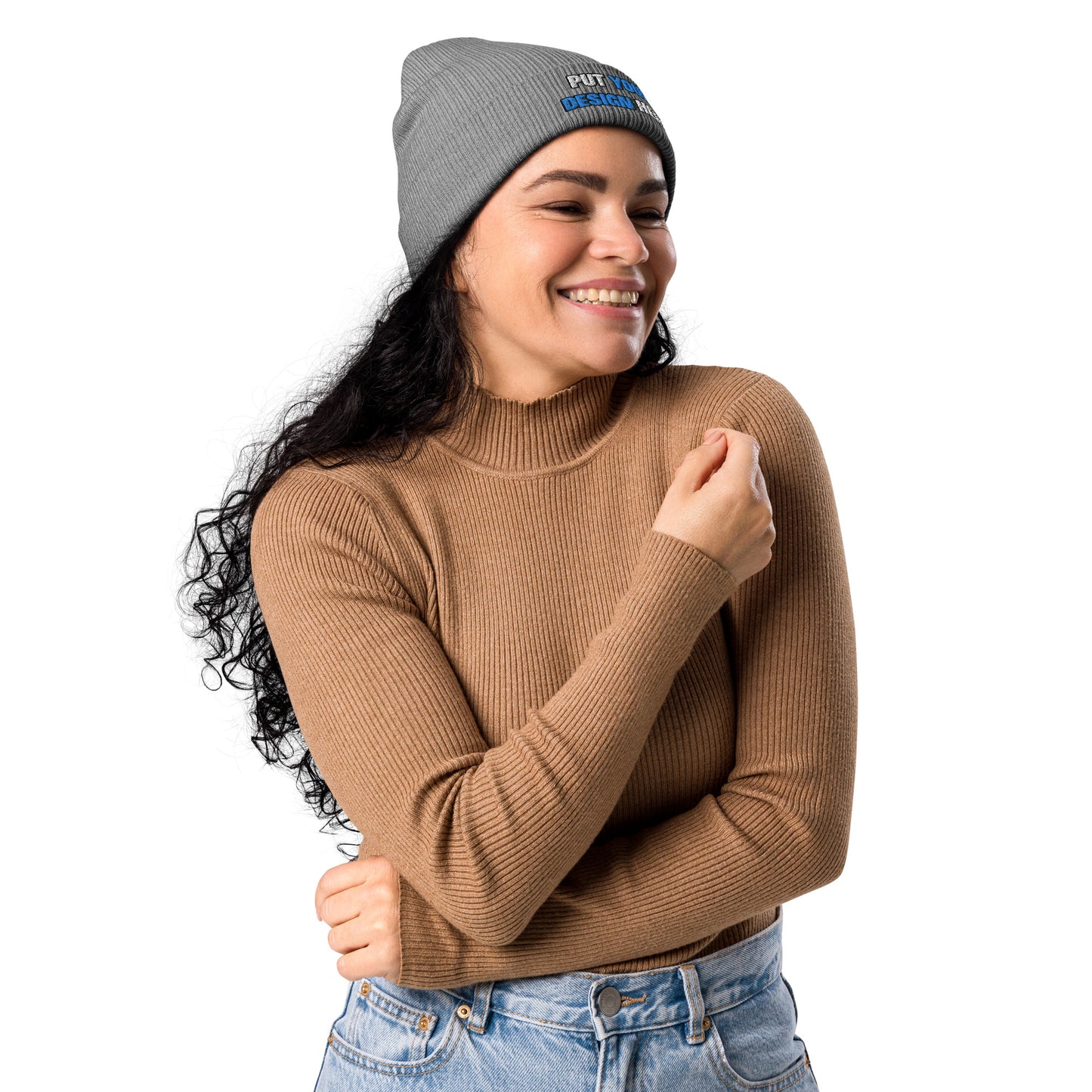 Organic Ribbed Beanie | Atlantis - print your design here | standard color - 3D Puff