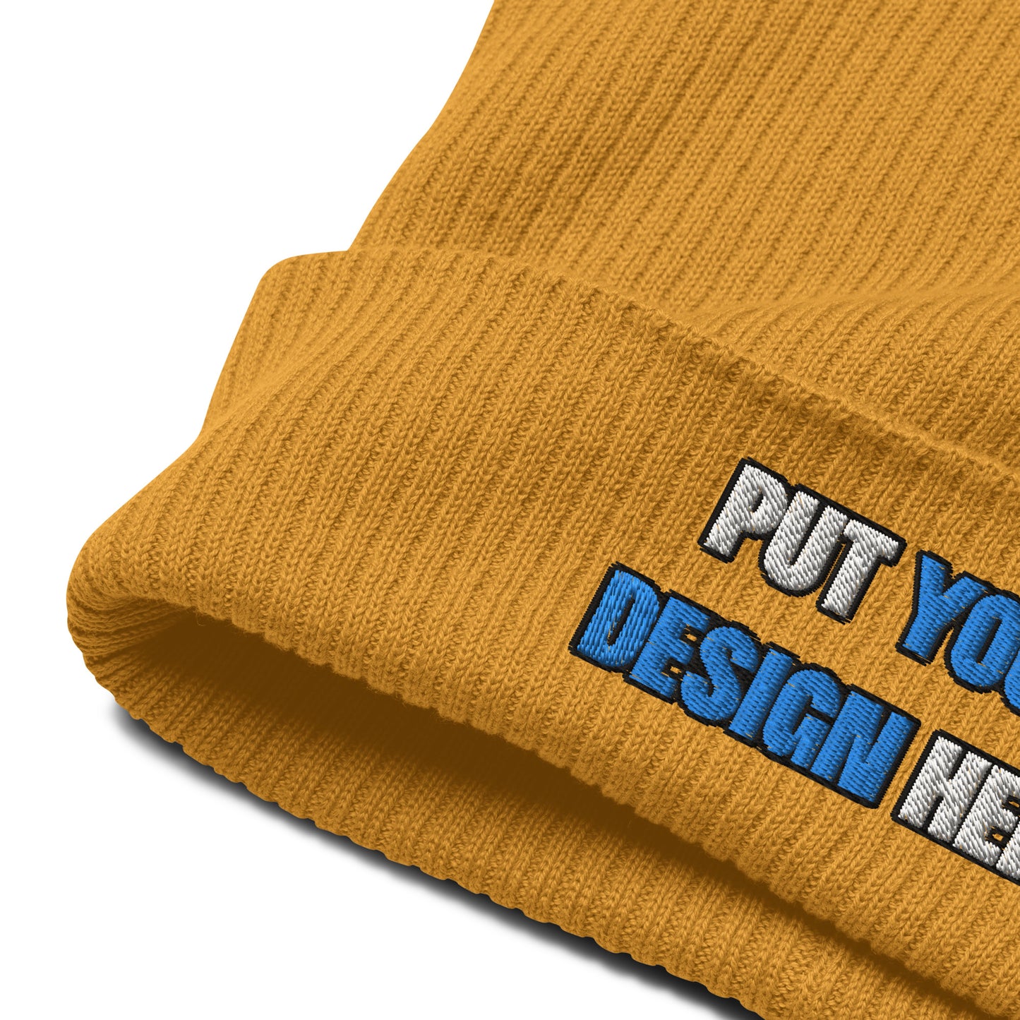 Organic Ribbed Beanie | Atlantis - print your design here | standard color - 3D Puff