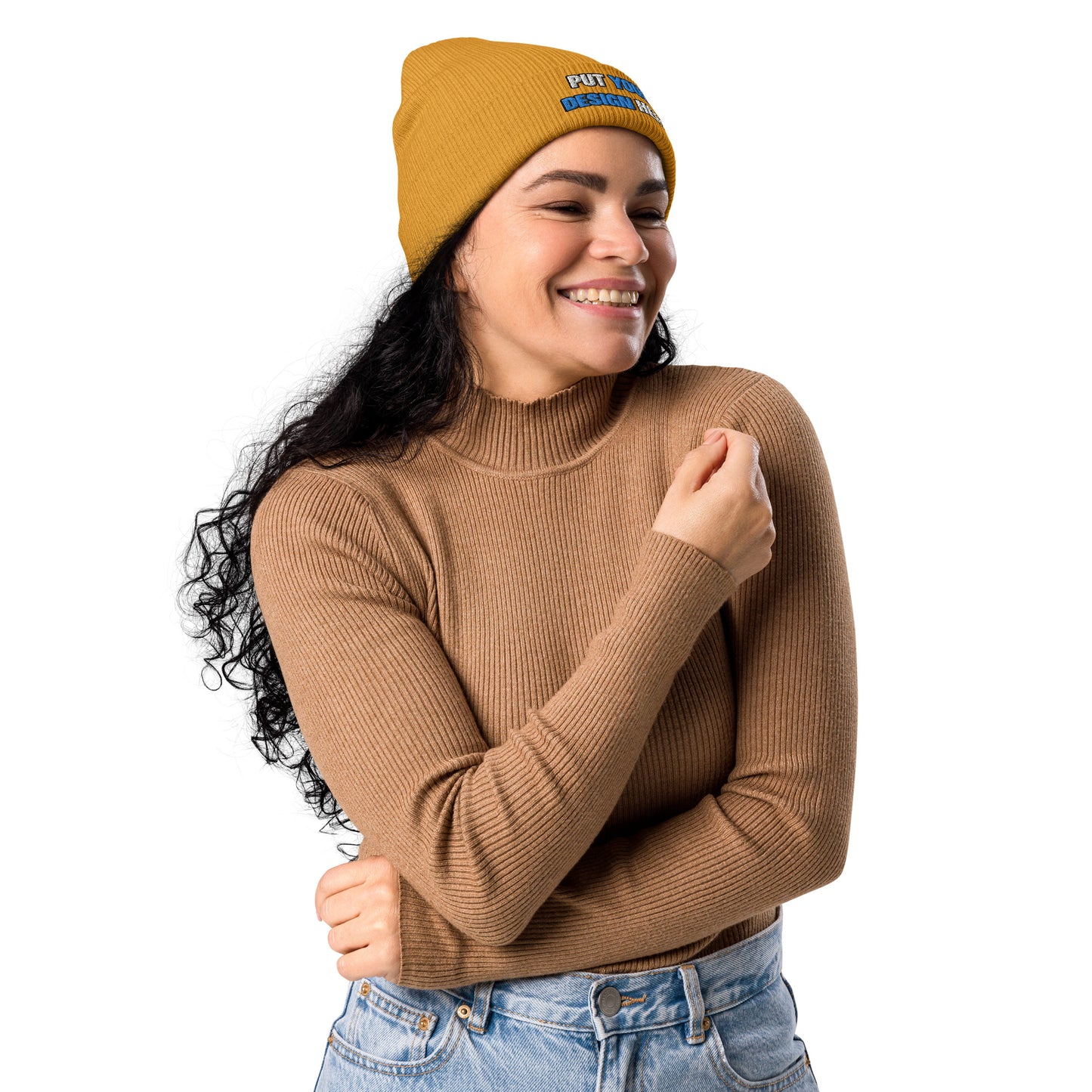 Organic Ribbed Beanie | Atlantis - print your design here | standard color - 3D Puff