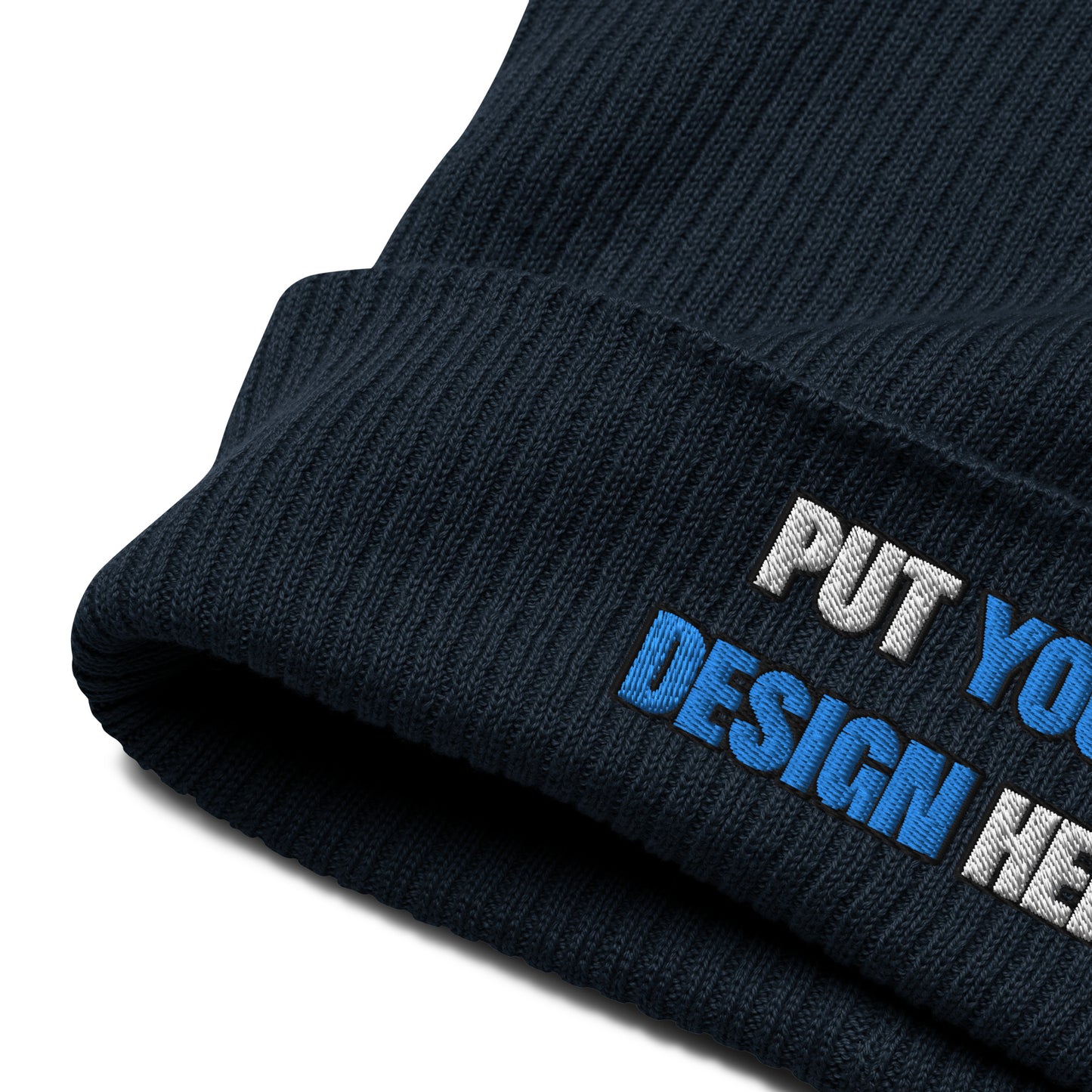 Organic Ribbed Beanie | Atlantis - print your design here | standard color - 3D Puff
