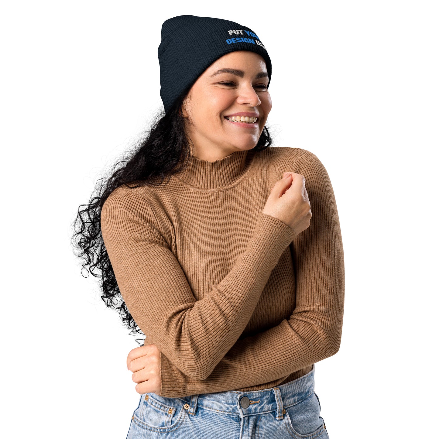 Organic Ribbed Beanie | Atlantis - print your design here | standard color - 3D Puff