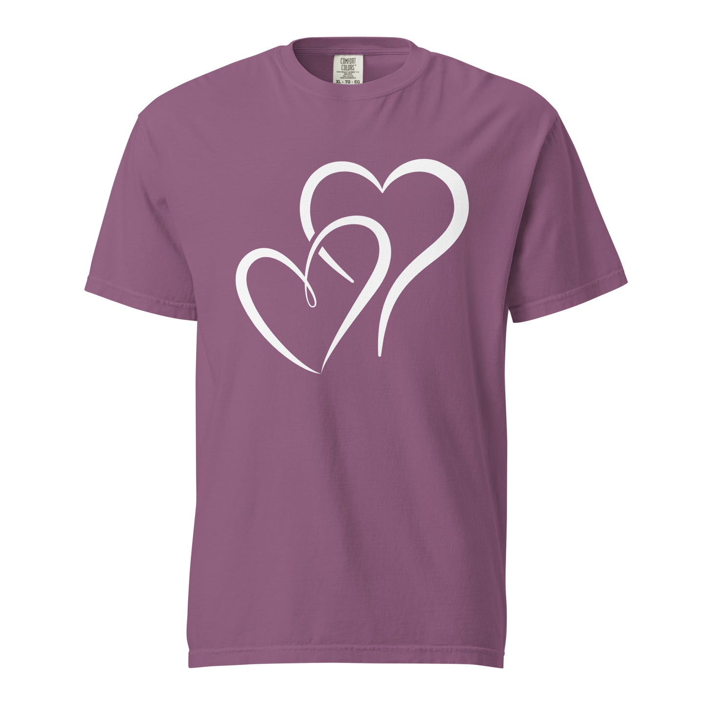 Hand Drawn Overlapping Hearts Black Colour | Unisex Garment-Dyed Heavyweight T-Shirt | Comfort Colors 1717