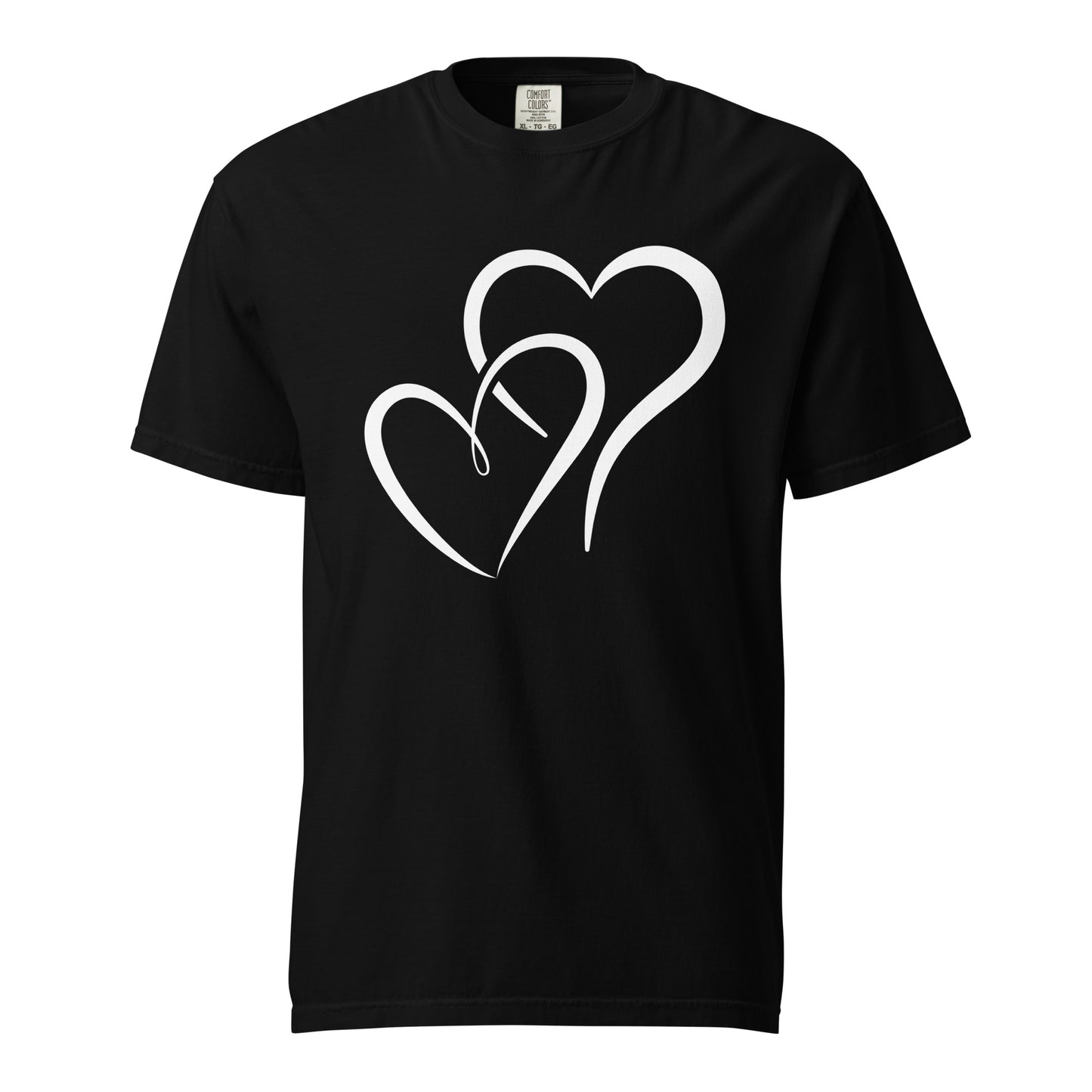 Hand Drawn Overlapping Hearts Black Colour | Unisex Garment-Dyed Heavyweight T-Shirt | Comfort Colors 1717