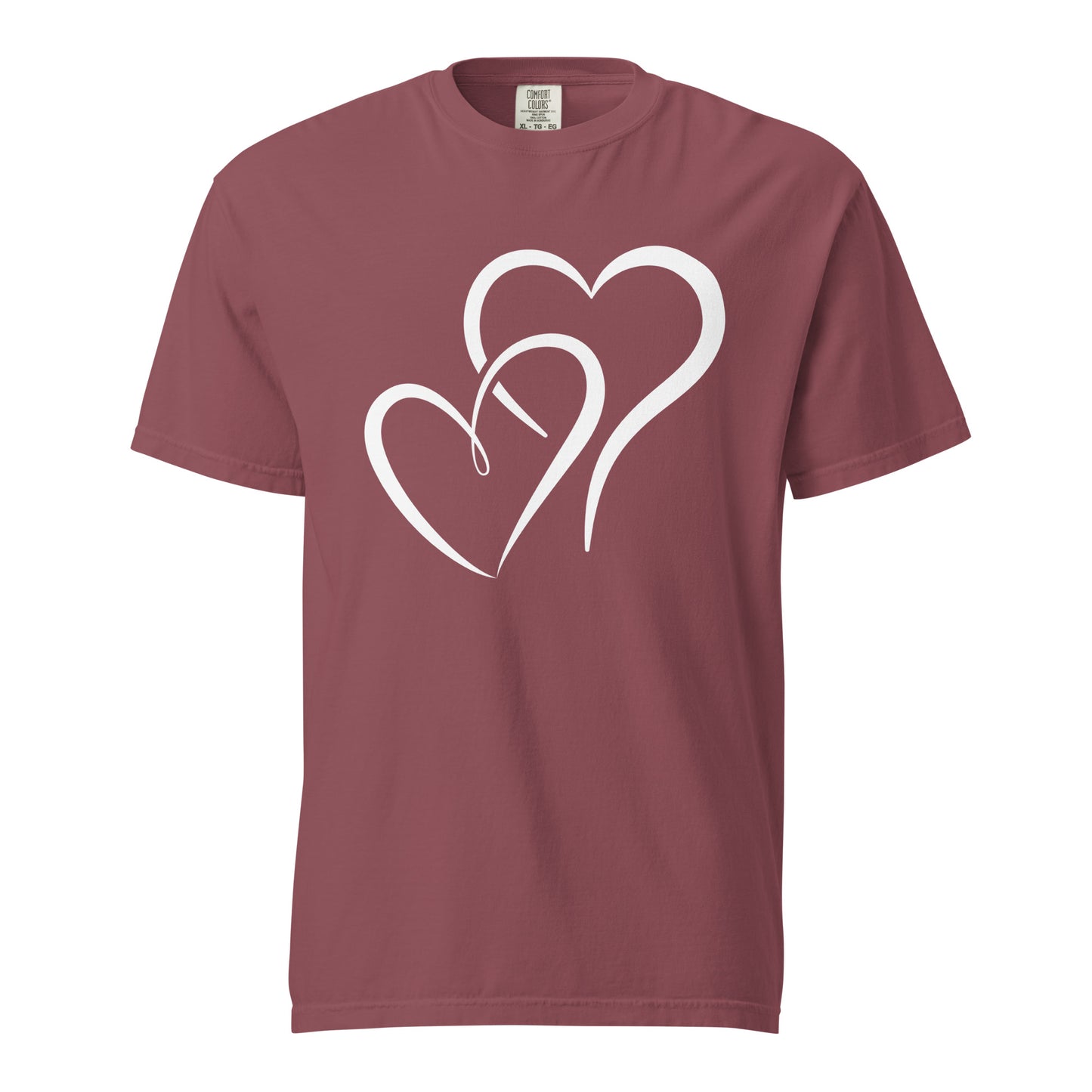 Hand Drawn Overlapping Hearts Black Colour | Unisex Garment-Dyed Heavyweight T-Shirt | Comfort Colors 1717