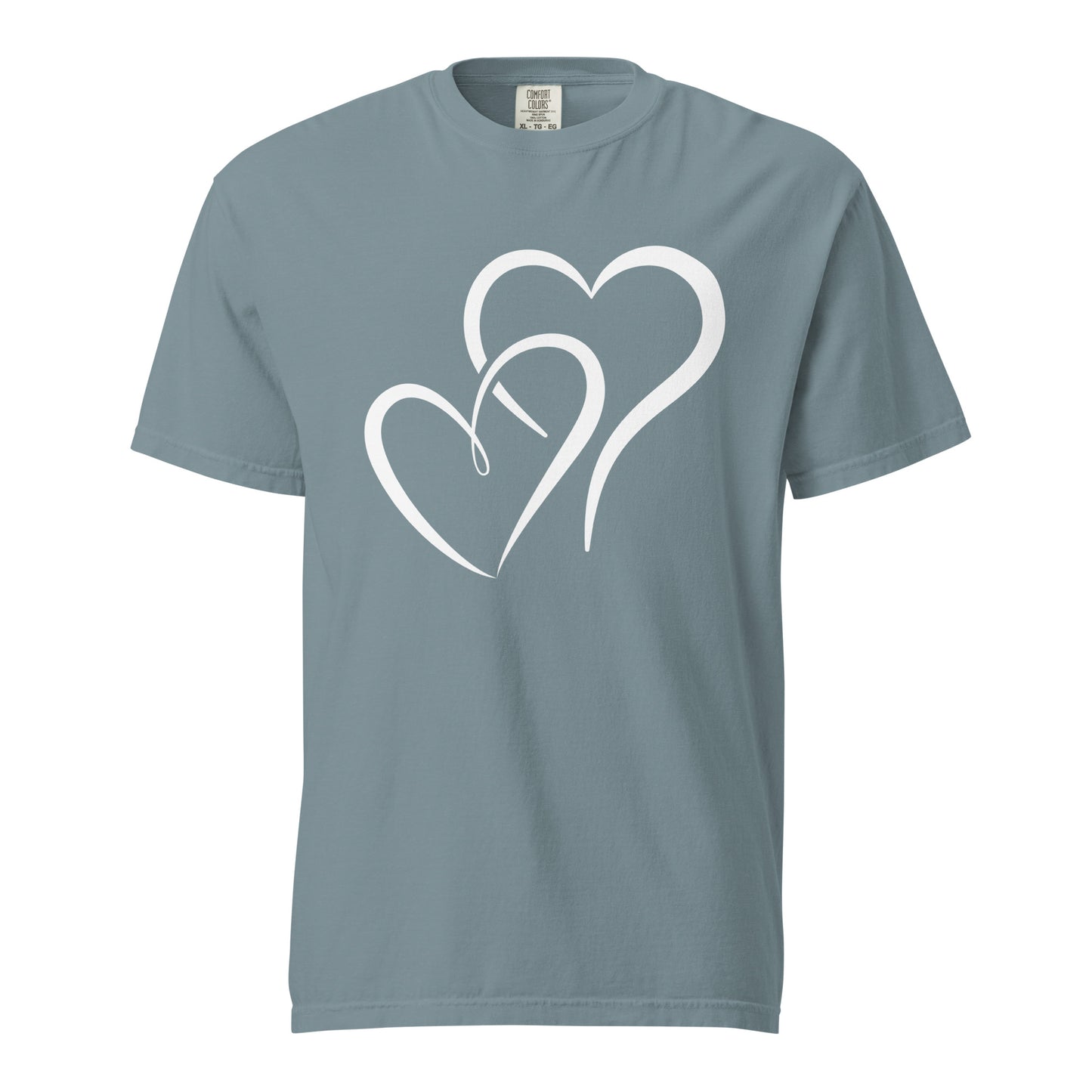 Hand Drawn Overlapping Hearts Black Colour | Unisex Garment-Dyed Heavyweight T-Shirt | Comfort Colors 1717